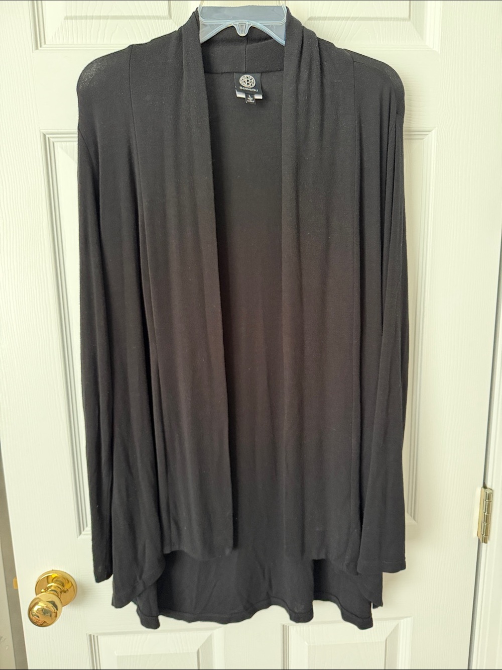 bobeau Black Open-Front Draped Cardigan